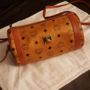 MCM Authentic Monogram Visetos Barrel Bag Munchen
